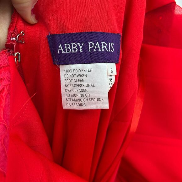 ABBY PARIS Red Lace Gem Bling Mermaid Homecoming Prom Maxi Formal Gown Dress 6 - Picture 11 of 11